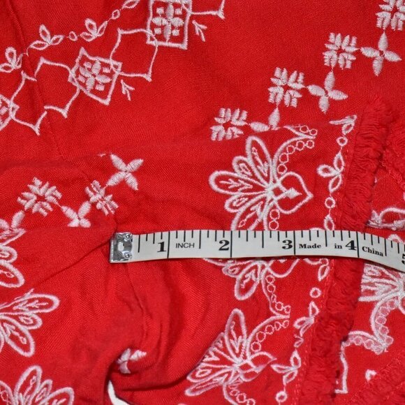 Loft Boho Linen Pull On Tassel Tie Fringe Embroidered Shorts Size XS - Picture 6 of 14